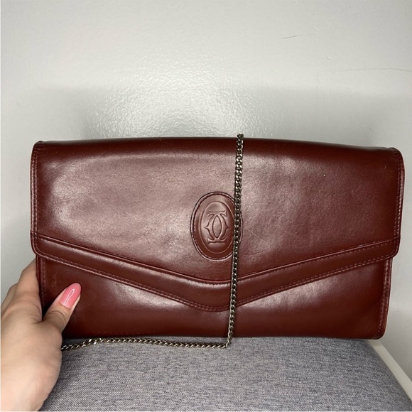 Cartier Handbags - Cartier Shoulder Bag Burgundy Leather